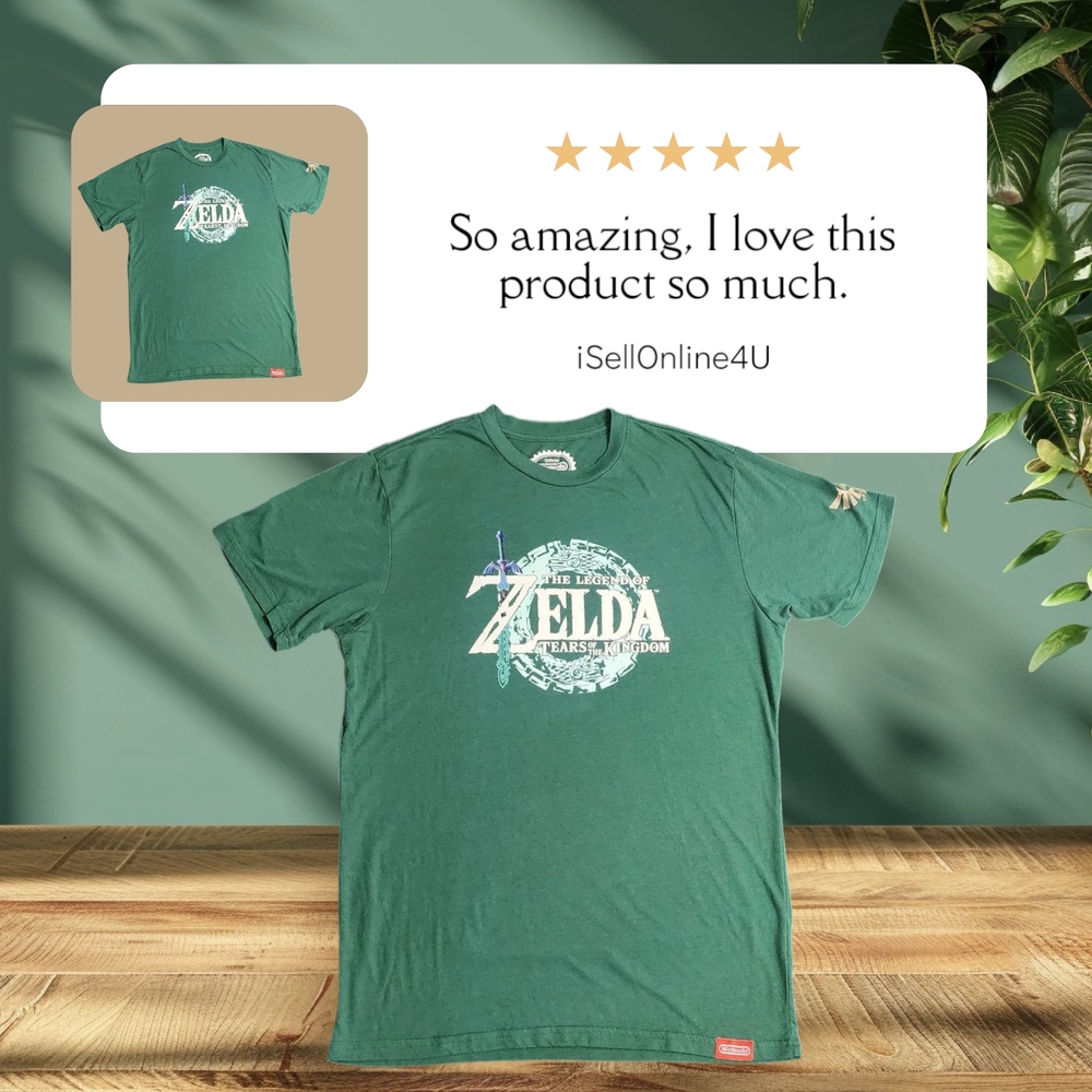 Nintendo Green Short Sleeve Tee with Graphic Design